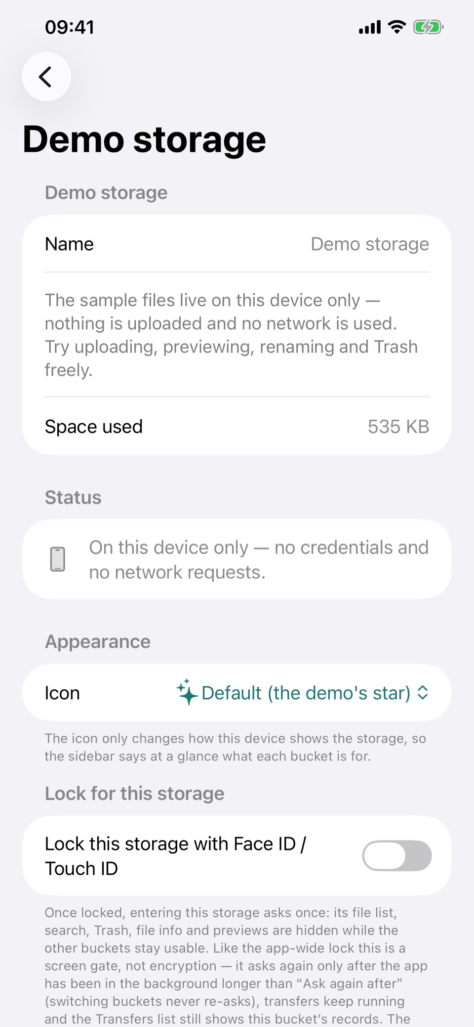 Guyun: storage settings