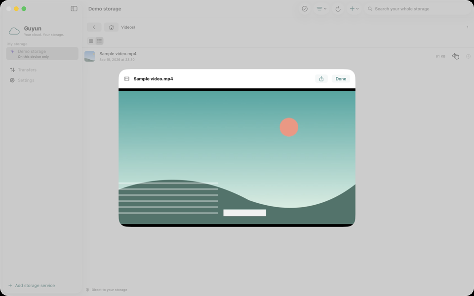 Guyun: video playback