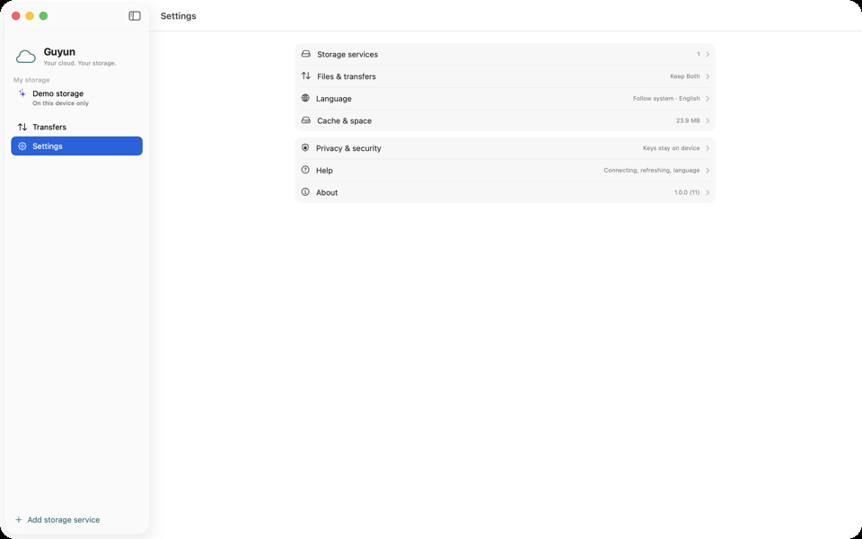 Guyun: settings